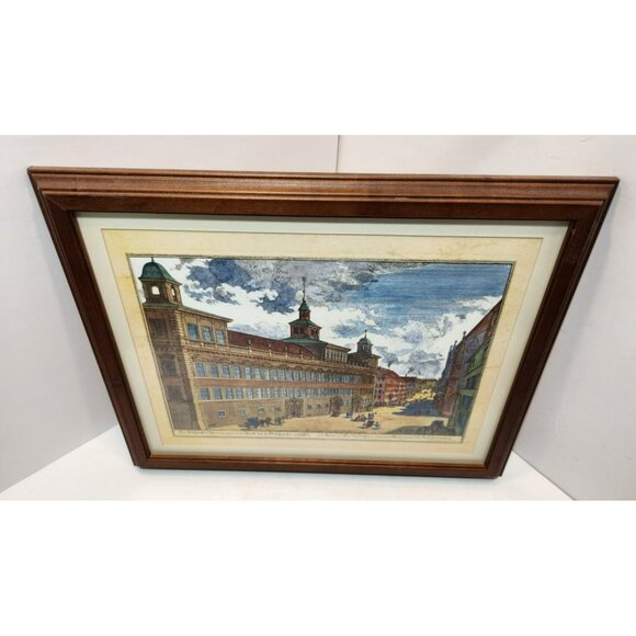 Vintage Framed & Matted La Maison de Ville a Nuremberg Print 15.5" by 12.5" - Picture 2 of 10